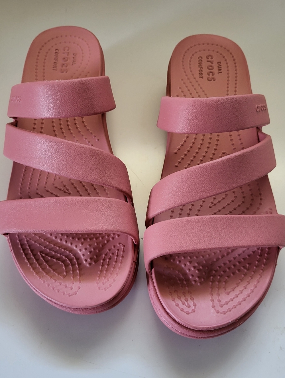 Crocs Womens Monterey Sandals Size 8 Pink Wedge Slides Shoes